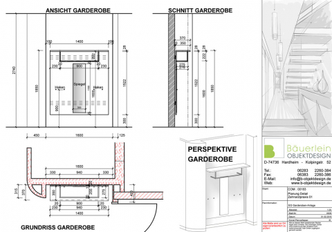 Konzeptzeichnung der Garderobe