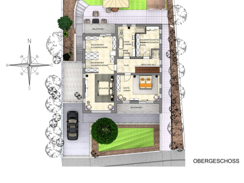Die Konzeptzeichnung des Grundrisses präsentiert eine durchdachte Neuordnung der Wohnfläche.