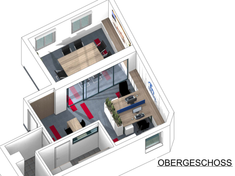 Überblick des Obergeschosses im Büroraumausbau für die Fränkischen Nachrichten