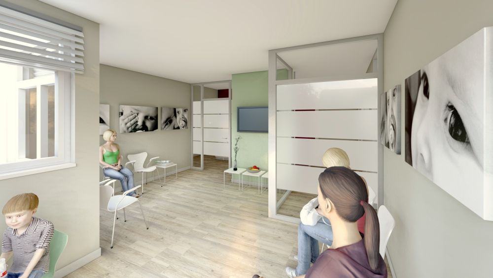 Wartebereich Animation der Gynäkologie Praxis in Bayern von Bäuerlein Objektdesign