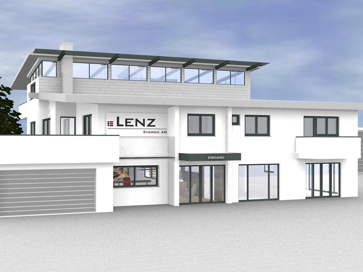 Industriebauplanung für Waibstadt: Das Konzeptrendering zeigt die beeindruckende Aussenansicht unseres modernen Bürogebäudes in Waibstadt. Klare Linien, zeitgemäßes Design und durchdachte Architektur für ein inspirierendes Arbeitsumfeld. Industriebauplanung für Waibstadt: Moderne Frontansicht des geplanten Bürogebäudes in Waibstadt.