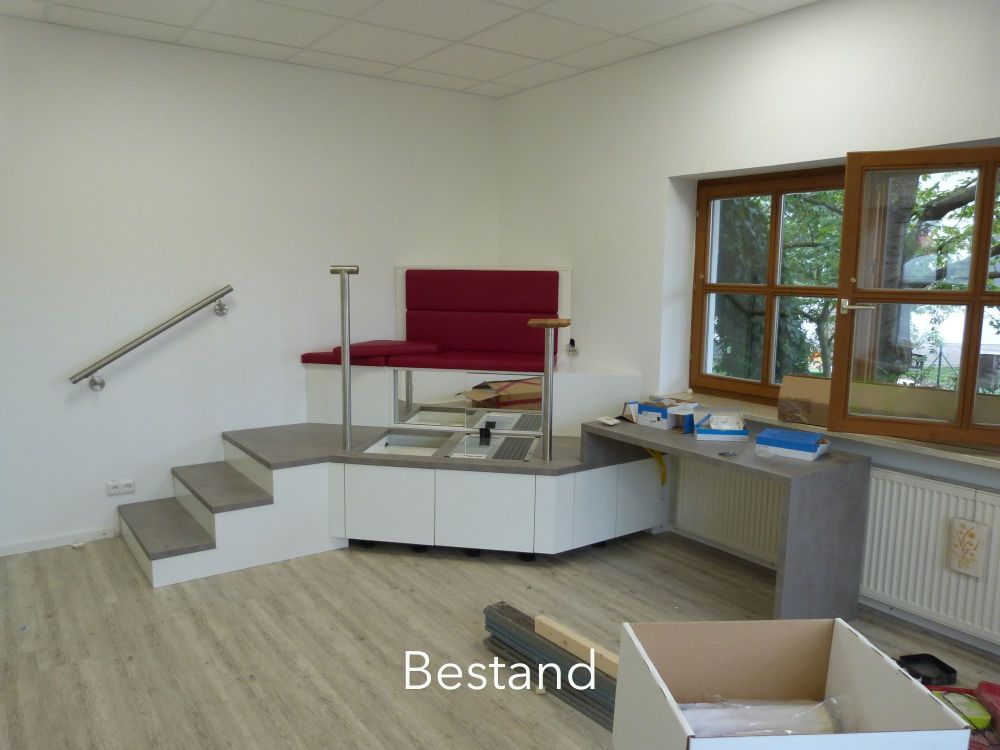 Der Bestand der Maßkabine als Grundlage für die Neugestaltung durch Bäuerlein OBJEKTDESIGN.