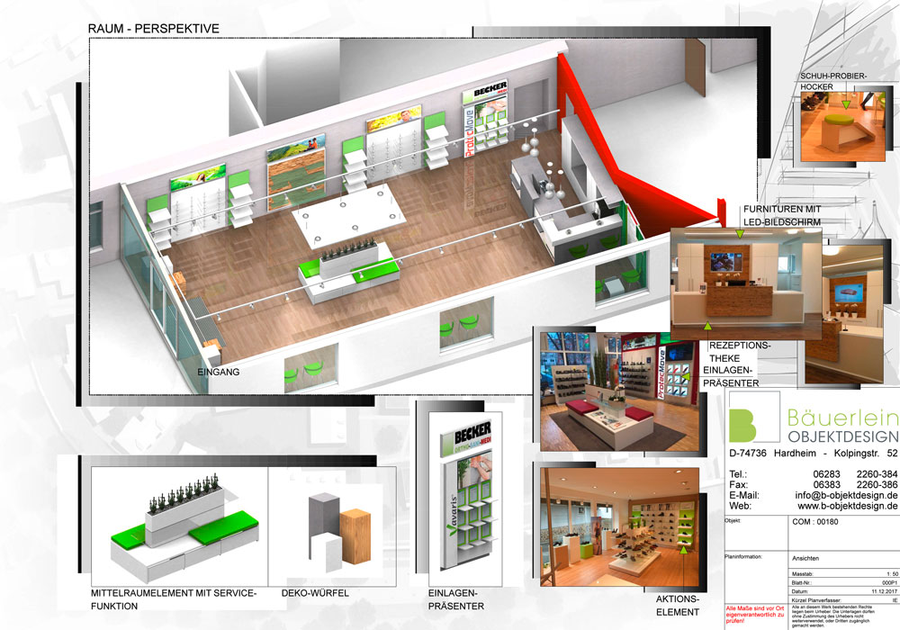 Konzeptzeichnung unseres Storedesigns von Bäuerlein Objektdesign