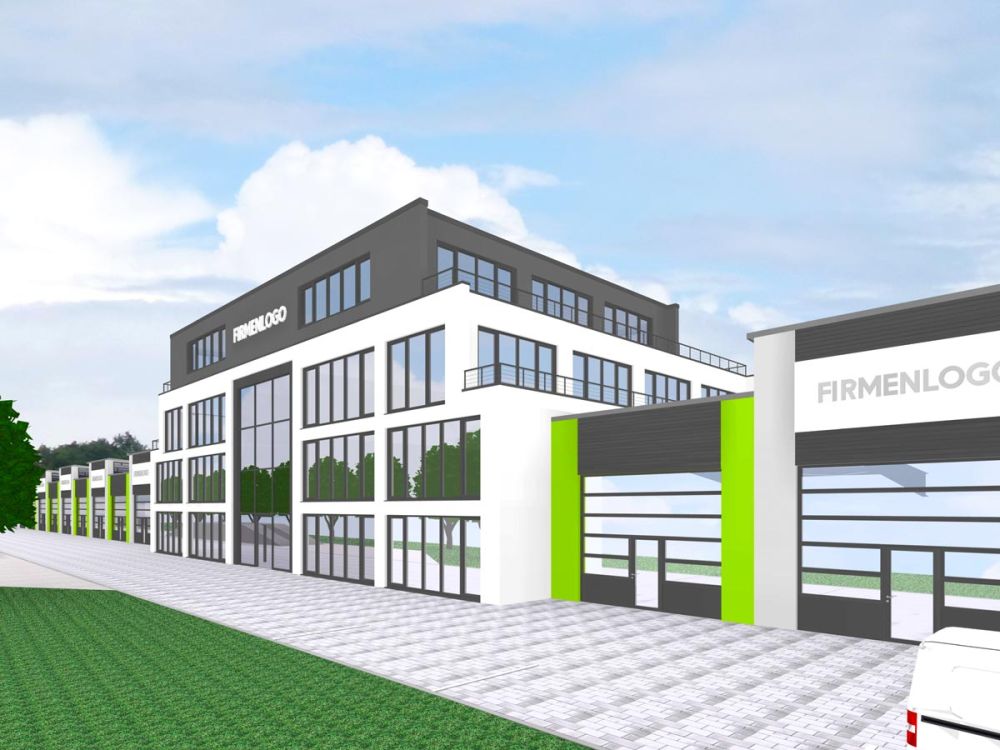 Konzeptzeichnung der Gebäude von Bäuerlein Objektdesign