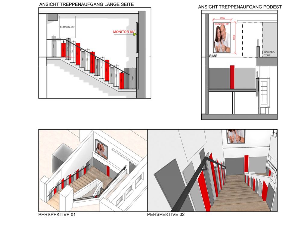 Konzeptzeichnung von Bäuerlein Objektdesign der Treppe